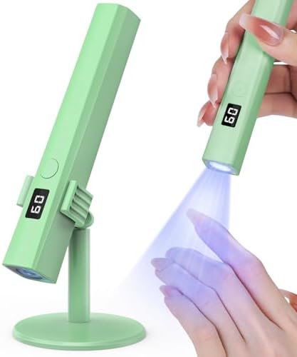 Handheld UV Light for Gel Nails, LED Nail Lamp, Portable Mini Nail Dryer with Stand & LCD Screen, 5W Nail Lamp for Fast Curing (Mint)