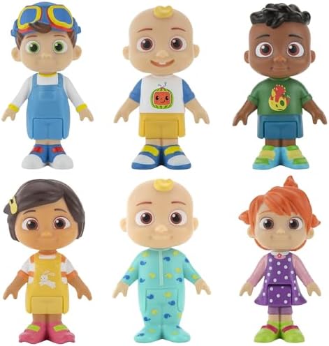 CoComelon Official Friends & Family, 6 Figure Pack - 3 Inch Character Toys - Features Two Baby JJ Figures (Tee and Onesie), Tomtom, YoYo, Cody, and Nina - Toys for Babies and Toddlers