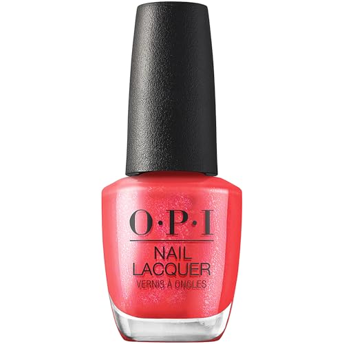 OPI Nail Lacquer Nail Polish | Opaque Bright Red Shimmer Chip Resistant Nail Polish | Vegan, Fast Drying, Streak Free