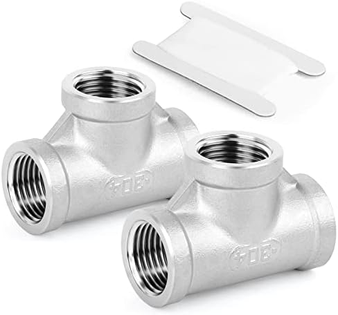TAISHER 2PCS Stainless Steel Tee Pipe Fittings, 1" x 1" x 1" NPT Female Pipe Fittings