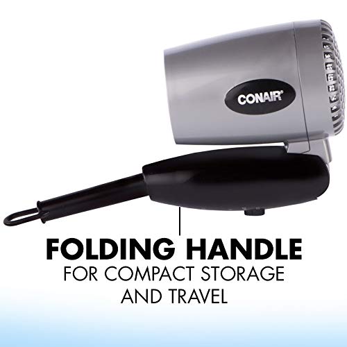 Conair 124AC 1600 Watt Compact Travel Hair Dryer with Folding Handle