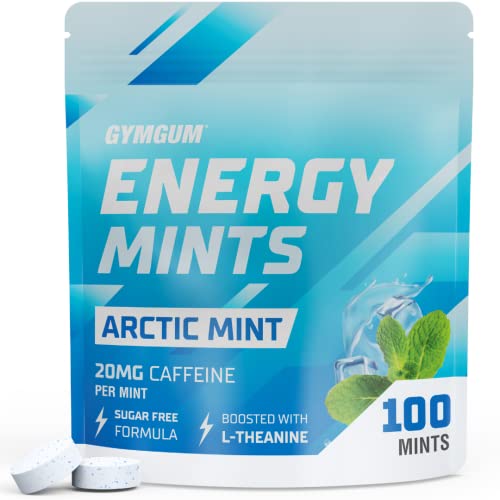 Energy Caffeine Mints | Caffeine + L-theanine + B Vitamins | Caffeinated Mints with 60mg Caffeine Per Serving | Delicious Sugar Free Energy Mints | (Arctic Mint, 100 Count) by Gymgum