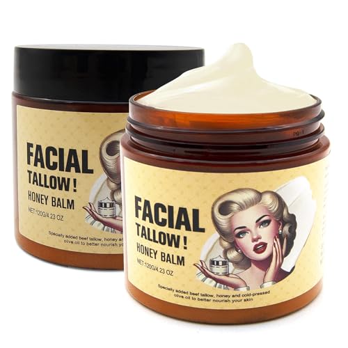 Beef Tallow Moisturizer,Beef Tallow for Skin,Tallow and Honey Balm,Tallow Face Moisturizer Beef Tallow for Face,Grass Fed Grass Finished Organic Face Cream,Moisturizer, Body Lotion, Skin Care(2pcs)