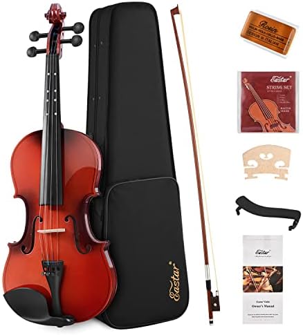 Eastar 1/2 Violin Set for Beginners, Half Size Fiddle with Hard Case, Rosin, Shoulder Rest, Bow, and Extra Strings (Imprinted Finger Guide on Fingerboard), EVA-2