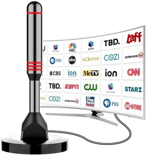 Digital TV Antenna for Smart TV Indoor，2024 TV Antenna with Strong Magnetic Base, 360°&Long Range Reception HD TV Antenna for Local Channels, Easy Installation Antenna for TV Without Cable (5.5 in)