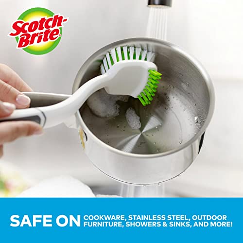 Scotch-Brite Pot and Pan Brush, Dish Brush for Cleaning Kitchen and Household, Dish Brushes Safe for Cookware and More, 4 Dish Brushes