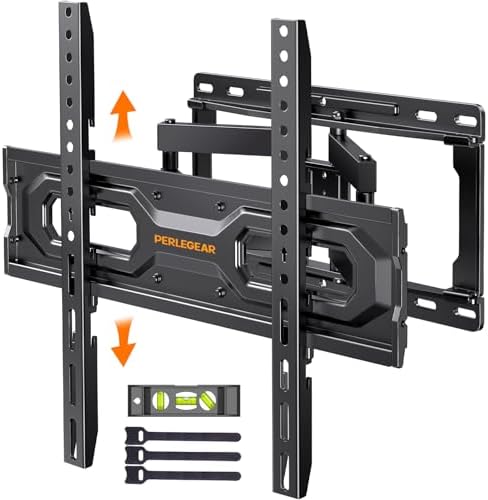 Perlegear Full Motion TV Wall Mount for 26-65 inch TVs, TV Bracket Supports Swivel Articulating Level Extension Tilt Arms, Max VESA 400x400mm up to 99lbs, 16" Wood Studs, PGMFK4