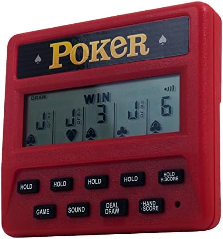 Trademark Poker 5-in-1 Poker Game – Electronic Handheld Games Including Draw, Deuces, Bonus, 2X and 2x2 Bonus – Pocket-Sized Game for Travel, Red, 0.625 in Long x 3.875 Wide x 3.375 in high