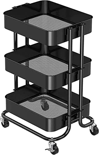 Pipishell 3-Tier Utility Cart White and Black