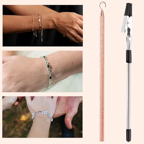 Bracelet Helper to Put on Yourself Include Bracelet Wearing Aid Hook and Clips Metal Bracelet Assistance Tool Jewelry Fastening Tools for Necklace/Watch Clasps, Zippers, Crafts, Arthritis Elderly