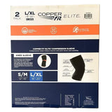 Copper Fit Elite Knee Compression Sleeve Knee Brace 2-Pack, Black (Large/X-Large, 16''-20''),2.0 Count