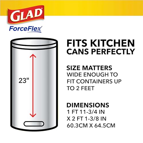 Glad Trash Bags, ForceFlex Tall Kitchen Drawstring Garbage Bags, 13 Gal, Fragrance Free, 80 Ct, Package May Vary