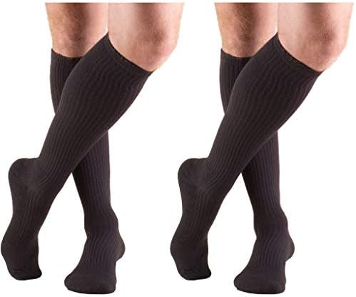 Truform 1933, Men's Cushion Foot Compression Socks, 15-20 mmHg, Brown, Small (Pack of 2)