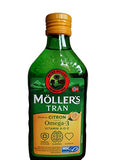 Möllers Tran Cod Liver Oil 250 ml/ 8.45 fl oz | Citron Flavor | Omega-3 | Fish Liver Oil