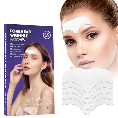 Forehead Wrinkle Patches - 12pcs Smooth Fine Lines & Wrinkles, Anti-Wrinkle Patches with Aloe,Vitamin E, Anti Wrinkle Patches, Forehead Wrinkles Treatment with Hydrolyzed Collagen