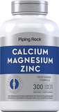 Calcium Magnesium Zinc Supplement | 300 Coated Caplets | Non-GMO, Gluten Free | by Piping Rock