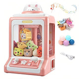 Mini Claw Machine for Kids, USB Claw Machine Arcade Game with Sound, Mini Plush Toys and Music, Christmas Party Birthday Toys Gifts for Kids, Girls, Boys (Pink Rabbit)