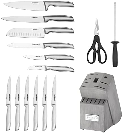 Cuisinart 15PC Ergonomic High-Carbon Stainless Steel Grey Block Set, C77SS-15PGJ