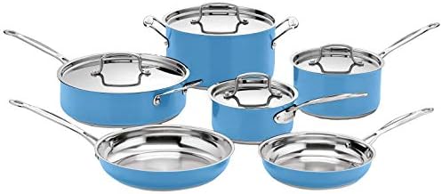 Cuisinart Stainless Steel Chef's Classic 10-Piece Cookware Set, Sky Blue