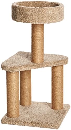 Amazon Basics Cat Tree Indoor Climbing Activity Tower with Scratching Posts, Medium, 15.7 x 31.5 Inches, Beige