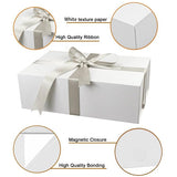 YINUOYOUJIA Large Gift Box with Lid,14"x9"x4.5" Magnetic Gift Box with Ribbon,Cards and Envelopes for Presents,Great for Wedding,Birthdays,Crafting,Gift Packaging (white)