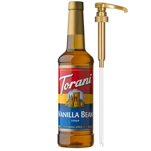 Torani Vanilla Bean Coffee Syrup for Drinks & Desserts, Pump Included, 25.4 Fl Oz