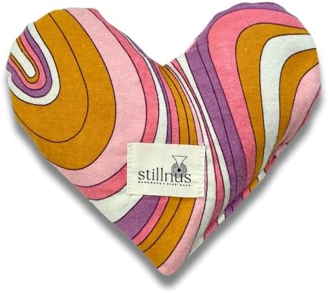 Weighted Heart Eye Pillow – Sensory Relaxation Tool for Anxiety, Sleep, and Meditation – Organic Lavender + Flaxseed – Retro Swirl Design – Stress Relief Gift for Women Under $40