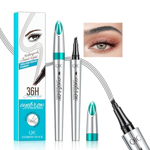 Microblading Eyebrow Pen, Eyebrow Pencil with Premium 4-Prong Micro-Fork Tip Applicator, Microblade Eyebrow Pen-Lift Your Brows Like Your Natural Brows, Stay on All Day, Smudge-Proof