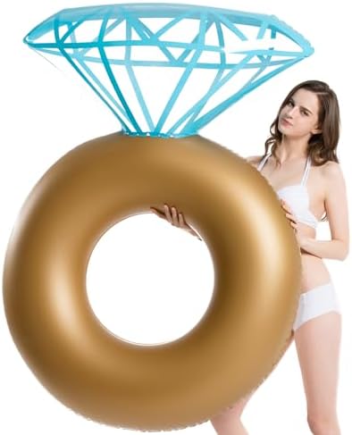 Jasonwell Inflatable Diamond Ring Pool Float - Engagement Ring Bachelorette Party Float Stagette Decorations Swimming Tube Floaty Outdoor Water Lounge Floats for Adults