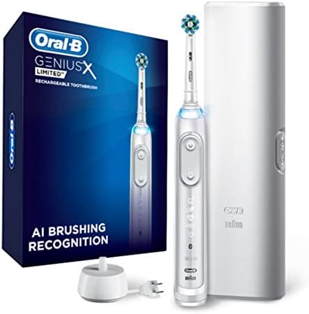Oral-B Genius X Limited Rechargeable Electric Toothbrush with 1 Replacement Brush Head, Travel Case, White