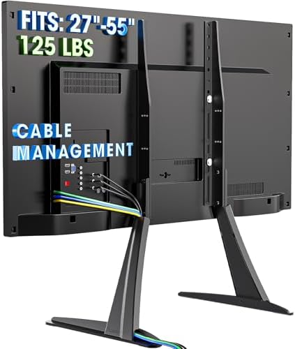 Hemudu Universal Table Top TV Stand Base TV Legs with Height Adjustment fits Most 27-55 Inch LCD LED Flat Screen TVs, Max VESA 800x400 mm, TV Feet Mount Holds up to 125 lbs, Black