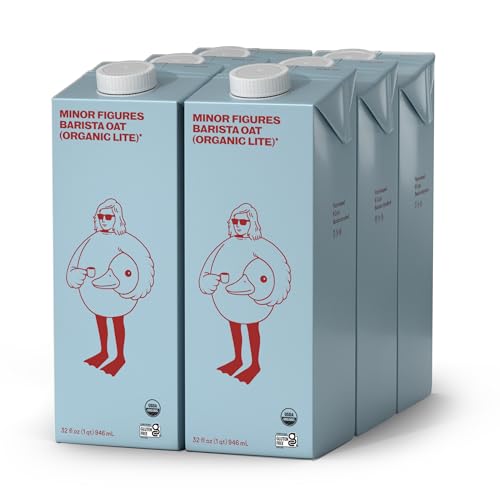 Minor Figures - Oat Milk - Organic Lite - Barista Standard - 32 Oz - 6 Pack - Non Gmo - Plant Based - Vegan - Dairy Free - Shelf Stable - Unsweetened