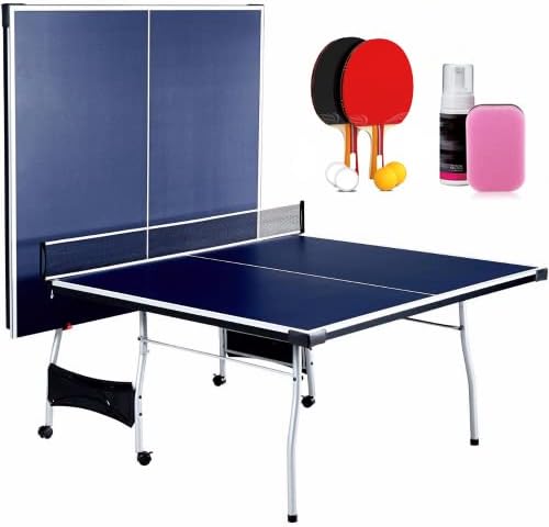 Cirocco Foldable 4 Piece Ping Pong Table Tennis Set with Net, Paddles, Balls - Tournament Size, Quick Setup, Playback Mode