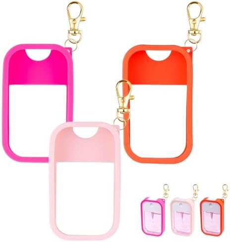 VANEST Silicone Case Compatible with Touchland Hand Sanitizer Spray, Protective Case with Keychain for Power Mist and Glow Mist 1 fl oz, Hand Sanitizer Spray Accessory (Colourful 1, 3 Pack)