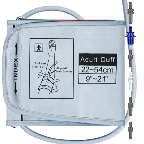 Alcarefam Extra Large Blood Pressure Cuff, 9”-21” (22-54CM) XL Cuff Compatible with Omron BP Monitor, Replacement X-Large Cuff for Adult Big ARM, 6 Connectors