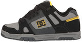 DC Men's Stag Low Top Skate Shoe, Grey/Black/Yellow, 8.5