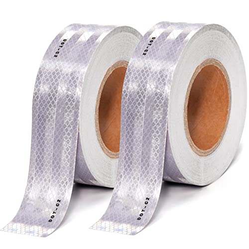 2" X 200ft DOT-C2 Reflective Safety Tapes Silver Adhesive Reflector Tape for Trailer Cars Trucks Outdoor Waterproof (Silver200FT)
