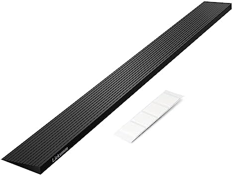 LIEKUMM 5/8" Rise Rubber Threshold Ramp – 1500 lbs Load Capacity Non-Slip Ramp for Doorways, Cuttable Rubber Ramp with Adhesive, Indoor Outdoor Wheelchair Curb Ramp
