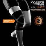 Copper Fit CFPROKN Pro Series Compression Knee Sleeve, Black with Copper Trim, XX-Large,Packaging may Vary