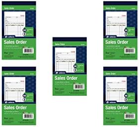 Adams Sales Order Book, 3-Part, Carbonless, 4-3/16" X 7-3/16" Inch, 50 Sets, White, Canary and Pink (TC4705)- 5PACK