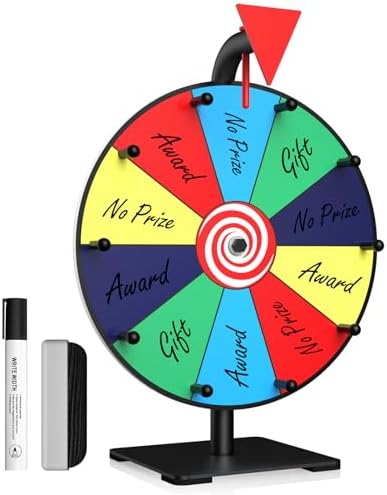 Prize Wheel, 12 Inch Spinning Wheel for Prizes, 10 Slots Color Prize Wheel Spinner with Stand, Table Spinning Wheel, Spin Wheel for Trade Shows, Carnivals, Spin The Wheel Game for Home Game
