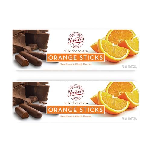 Sweet Candy Company Milk Chocolate Orange Sticks - Gourmet Chocolate Covered Sticks, Chocolate Fruit Flavored Sticks, Gift Idea for Holidays, Gluten Free, Kosher - 10.5 oz Box (Pack of 2)