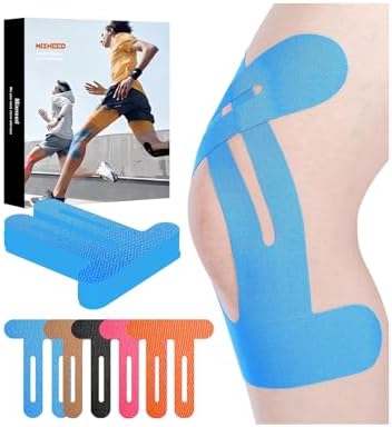Precut Knee Kinesiology Tape - 22 Pcs Precut Kinesiology Tape for Knees Waterproof Strips Elastic | Breathable Joint Stability Hypoallergenic Latex-Free Tape, Blue