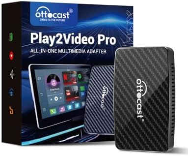 OTTOCAST Wireless CarPlay Android Auto Video Adapter Play2Video Pro All-in-One Multimedia Dongle for Apple CarPlay Bulit-in YouTube Netflix, Blutooth 4.2 Fast Auto Reconnect OTA Update