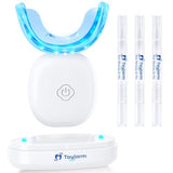 Teeth Whitening Kit with Gel Pen: 32X LED Accelerator Light Non-Sensitive Tooth Whitener Professional Oral Care Tools Gently Yet Effectively Removes Stains - IPX7 Waterproof Portable Wireless Charging