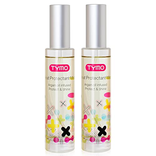 TYMO Heat Protectant for Hair with Argan Oil for Heated Styling Tools, Leave in Conditioner Spray to Smooth & Hydrate, Natural Pure Formulation, Multi-benefit Treatment, Lightweight Spray, Pack of 2