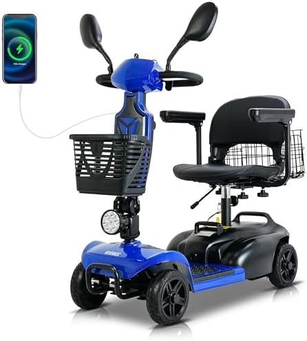 30-Mile Range 720Wh Li-ion Battery Folding Mobility Scooter for Adults/Seniors - 6.2 MPH 350W Motor, 300 lbs Capacity, 4 Wheel Electric Scooter with Dual Removable Baskets - Ideal for Travel