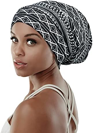 Adjustable Satin Lined Sleep Cap for Dreadlocks Curly Hair Large Head-Stay On Overnight
