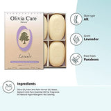 Olivia Care Lavender Bar Soap-4 pack box set - 100% Natural Ingredients, Organic, Vegan - For Face & Body, Cold-pressed Triple-Milled, Hydrating, Moisturizing, Infused Calcium & Vitamins - 4 X 5 oz