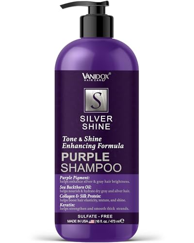 Sulfate Free Purple Shampoo for Grey and Silver Hair, Brass Toning Purple Shampoo Infused with Purple Pigment, Purple Shampoo for Gray Hair for Women (16 fl oz)